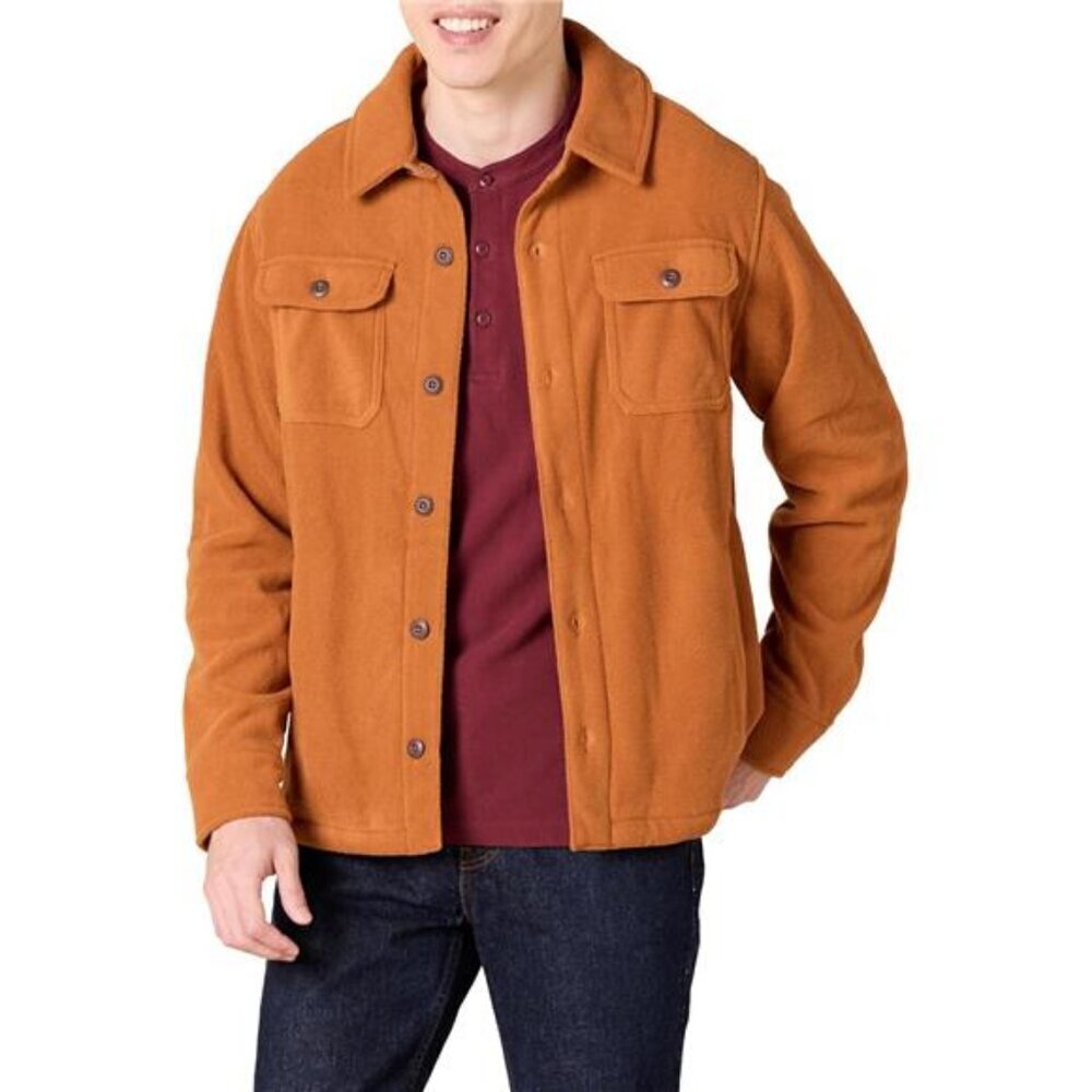 Cozy Polar Fleece Shirt Jacket Long-Sleeve Men's